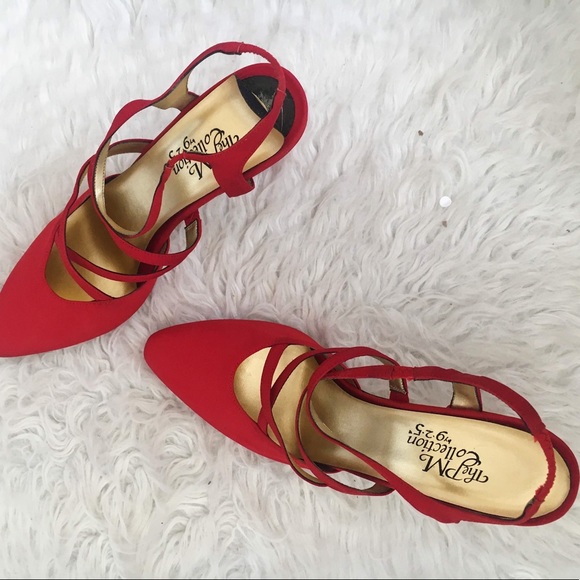 PM Collection Shoes - The PM Collection Vintage Womens Red Strappy Heels